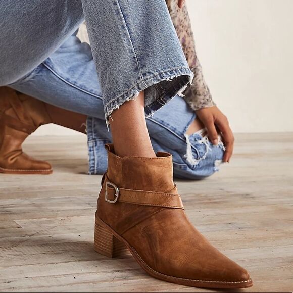 Free People Back Loop Ankle Boot in Washed Tan - Picture 13 of 13